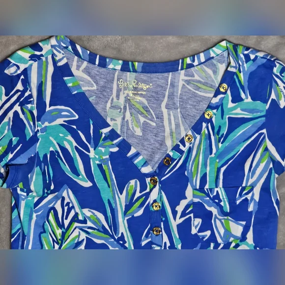 LILLY PULITZER V Neck Palmira Dress Blue Crush Bamboom Size Small. - Picture 2 of 7